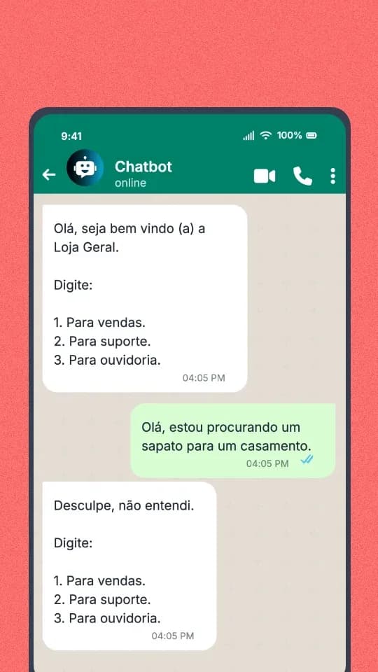 Chatbot genérico com menu numerado