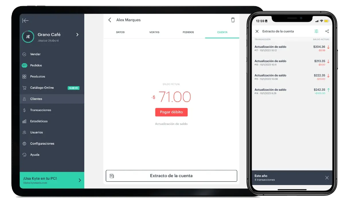 Registro de pagos y actualización de saldo