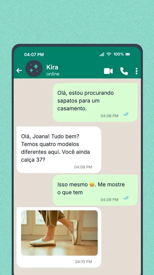 Kira respondendo com naturalidade e contexto